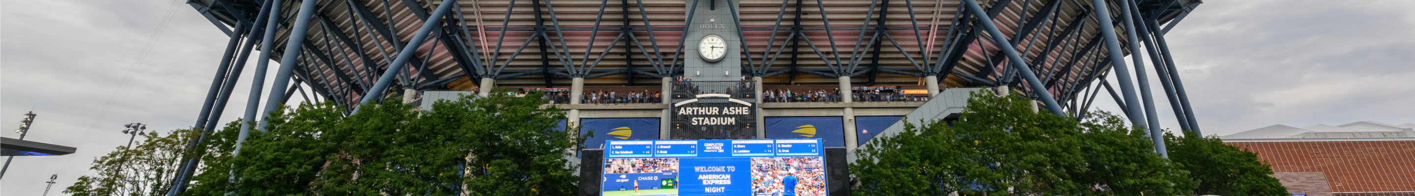 Rolex Clock on the Arthur Ashe Stadium During the US Open