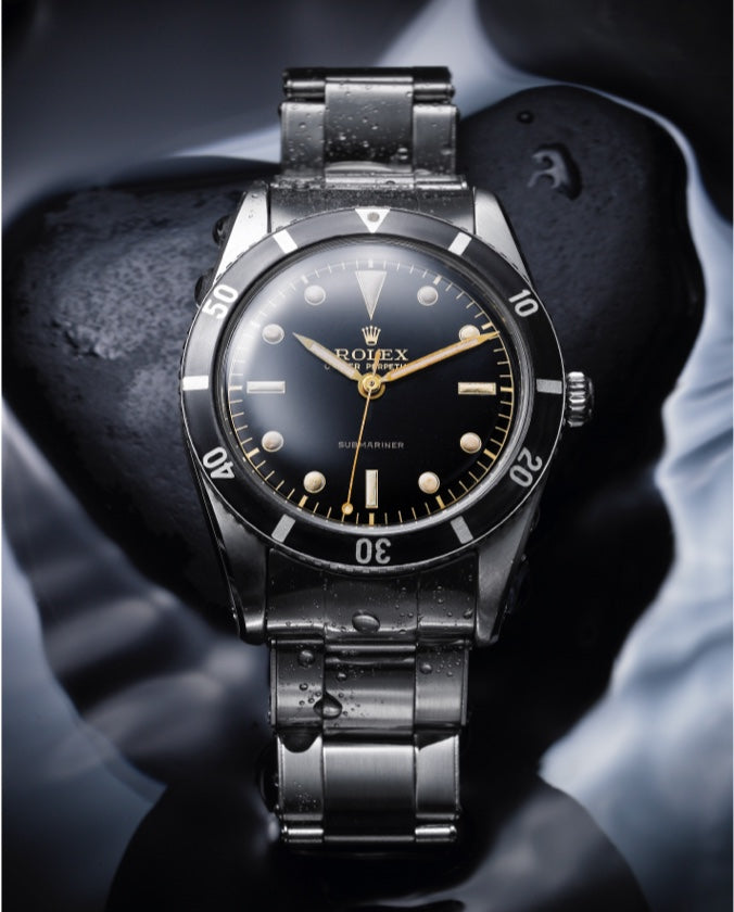 Rolex Oyster Perpetual Submariner with Black Dial Top View