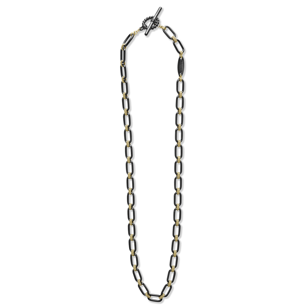 LAGOS Caviar Gold and Black Ceramic Link Necklace | Fink's