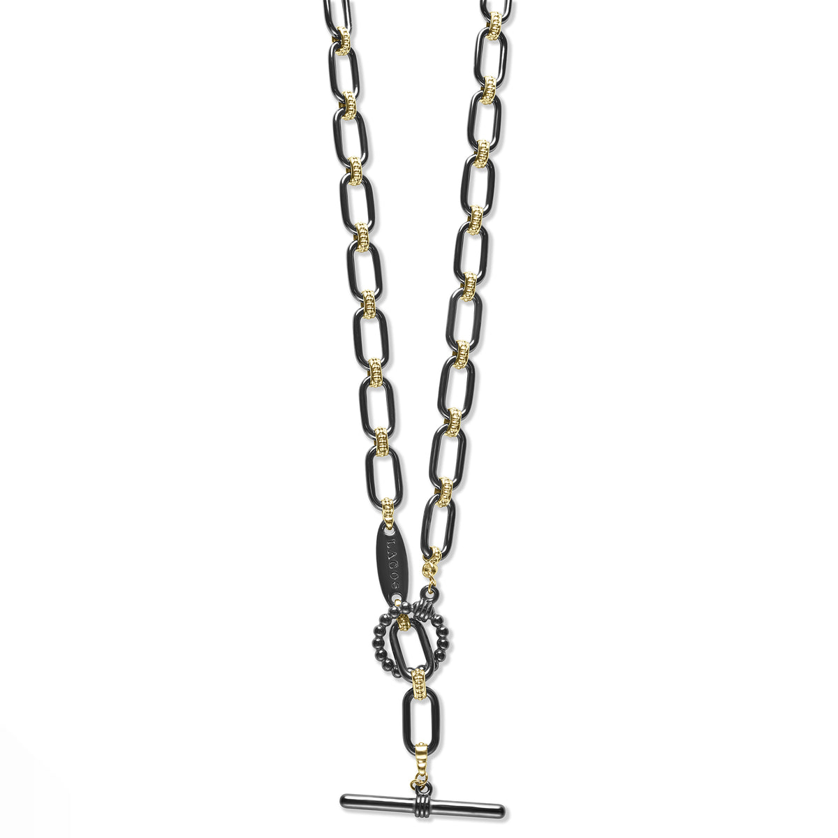 LAGOS Caviar Gold and Black Ceramic Link Necklace | Fink's