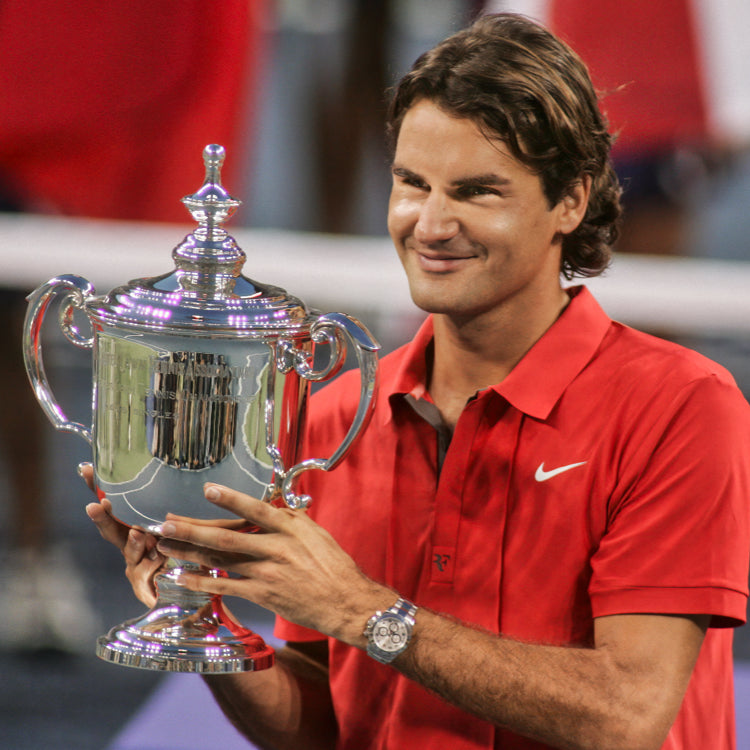 Roger Federer with his US Open Trophy