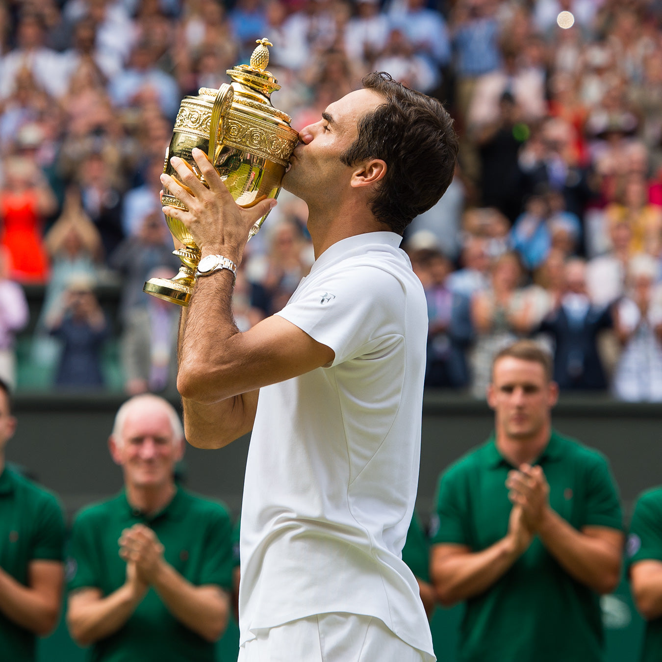 Roger Federer Celebrates Winning His 8th Wimbledon Title