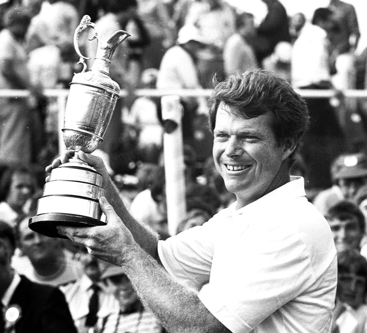 Professional Golfer Tom Watson Holds Up His Golf Tournament Trophy