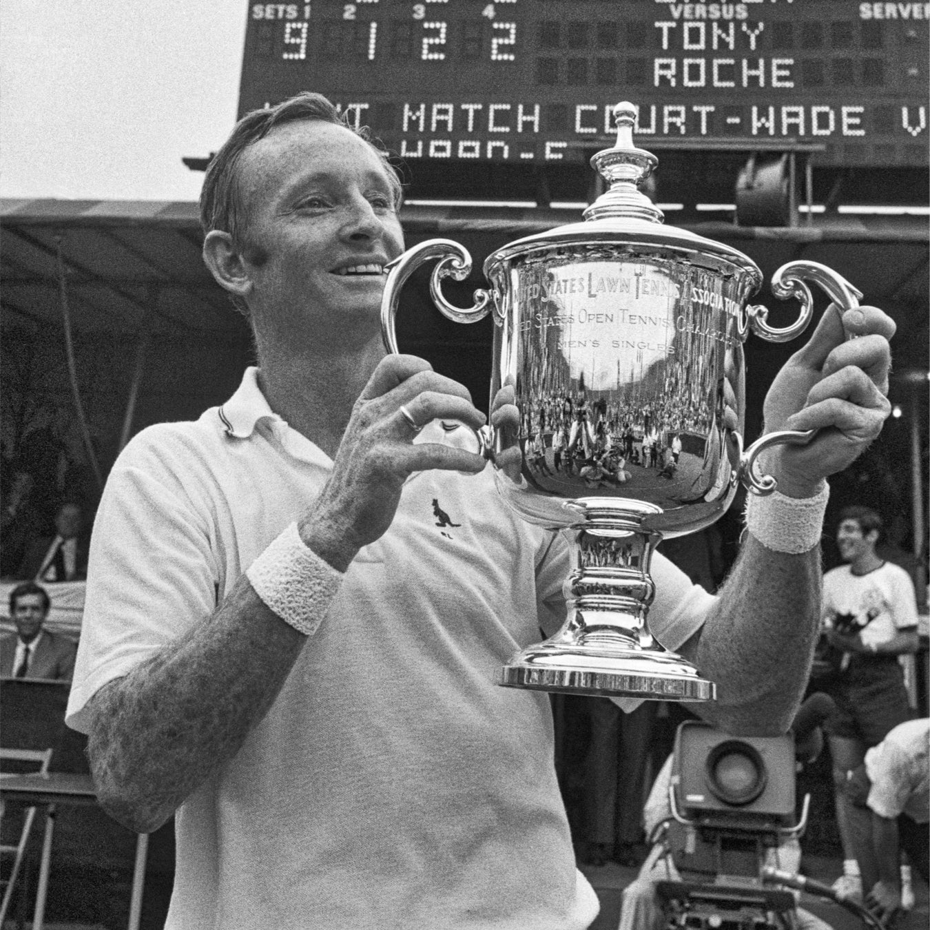 Australian Tennis Player Rod Laver Hold His US Open Trophy