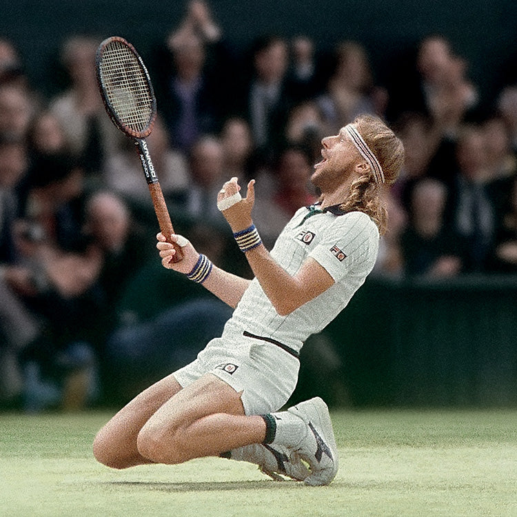 Swedish Rolex Testimonee Björn Borg Celebrates a Point During a Tennis Match