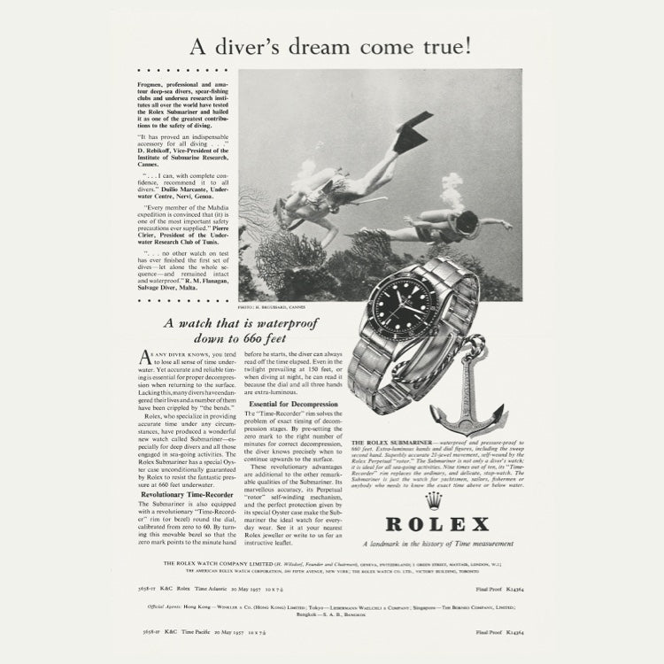 Vintage Rolex Submariner Magazine Advertisement
