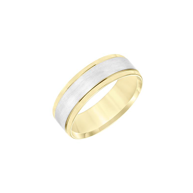 White & Yellow Gold Beveled Edge Men's Wedding Band Fink's
