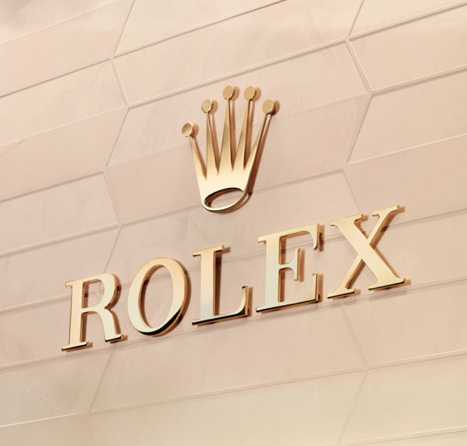 Patterned Display Wall with Rolex Logo