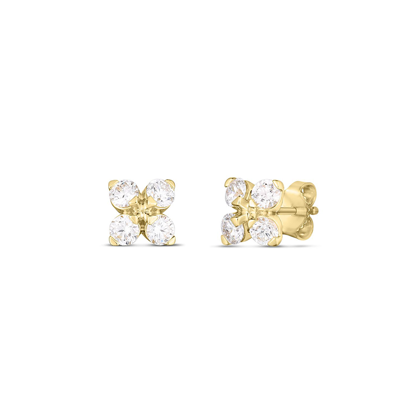Roberto Coin Love in Verona Yellow Gold Diamond Stud Earrings