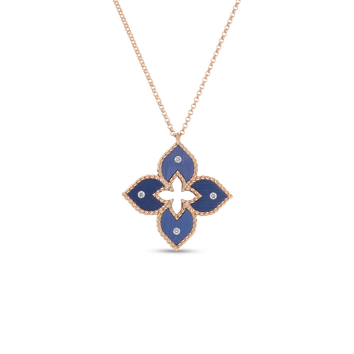 Roberto Coin Gray Titanium, Diamond Flower Necklace | Fink's