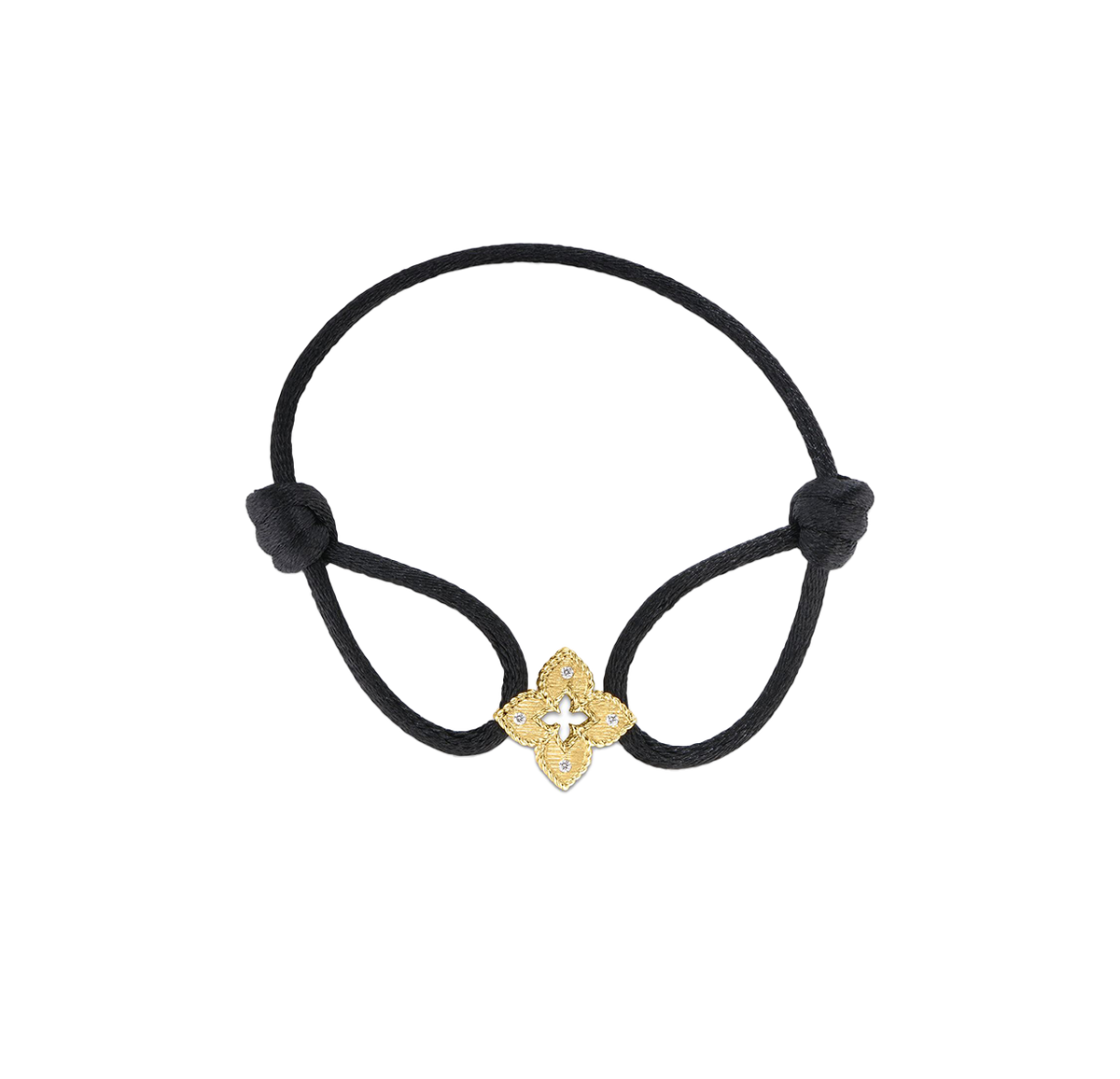 Roberto Coin Diamond Flower Black Silk Cord Bracelet | Fink's