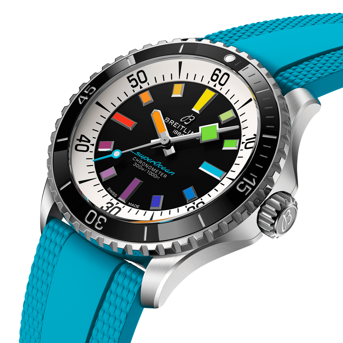 Breitling Superocean 42 Watch Turquoise Rubber Strap | Fink's