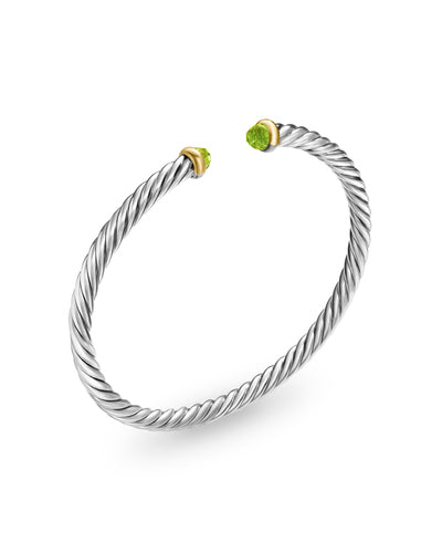 Cable Flex Bracelet in Sterling Silver with 14K Yellow Gold and Perido