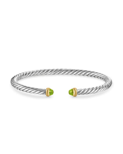 Cable Flex Bracelet in Sterling Silver with 14K Yellow Gold and Perido
