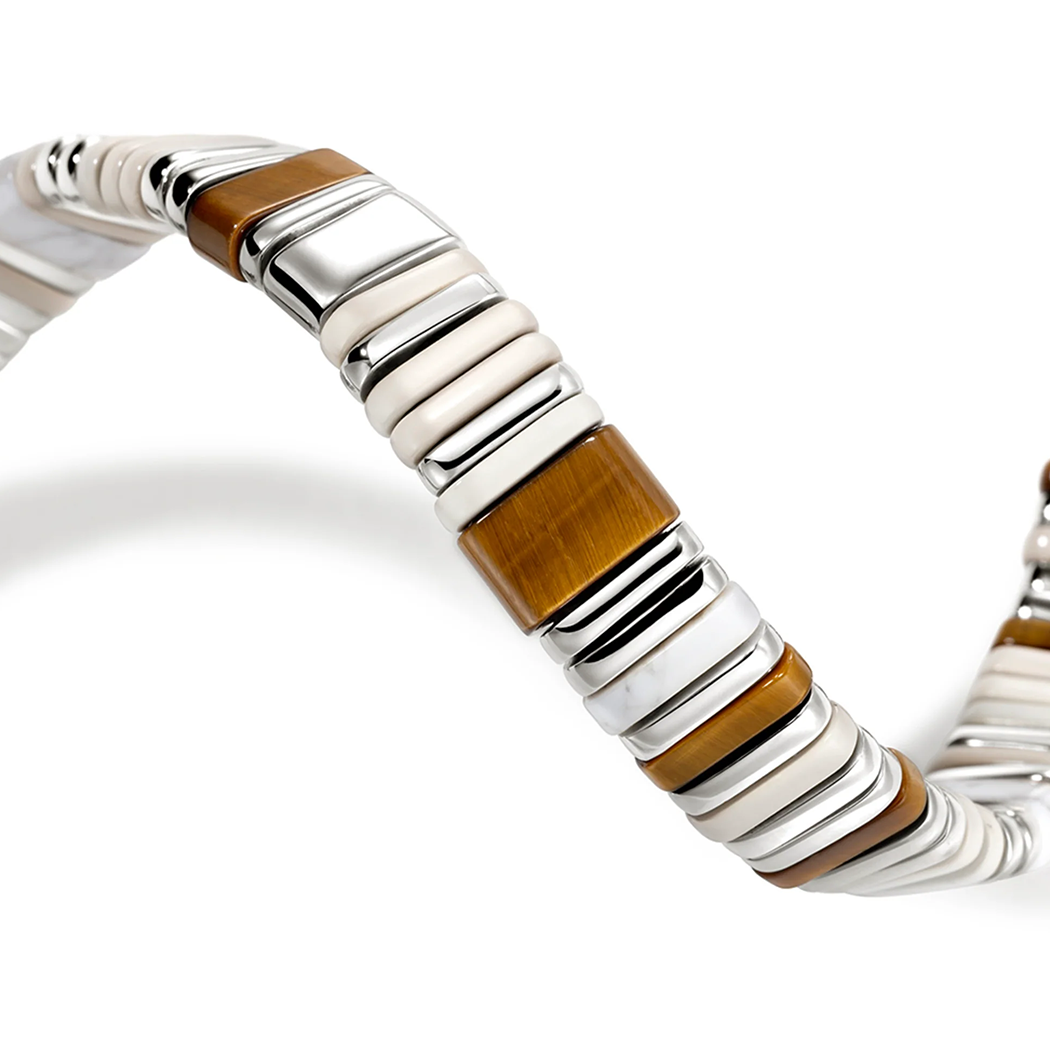 John Hardy Brown Tiger Eye and Howlite Bracelet Fink s