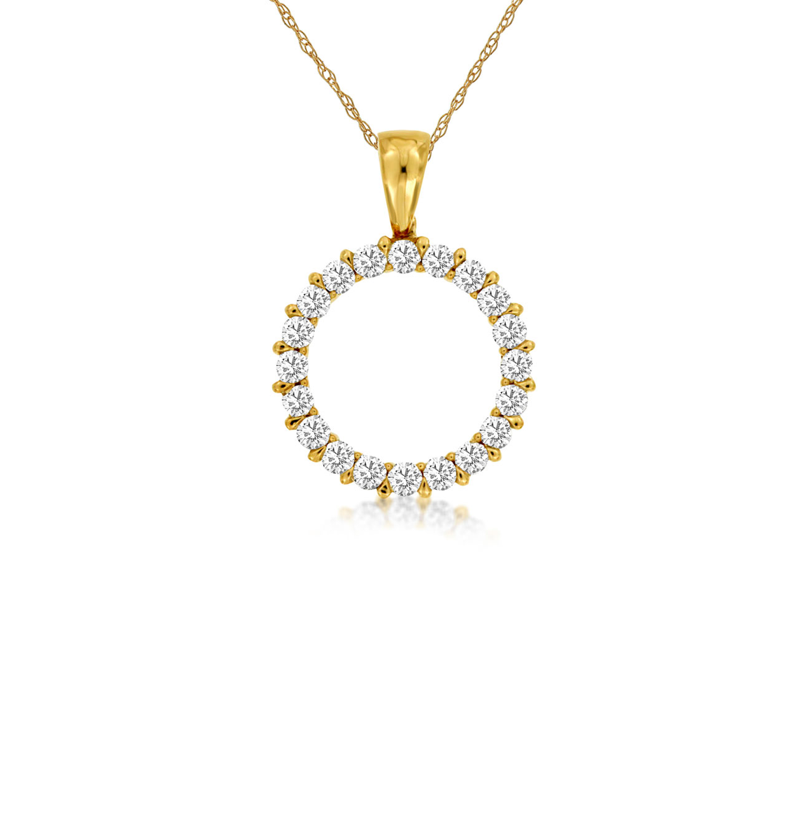 Yellow Gold Diamond Open Circle Pendant Fink's