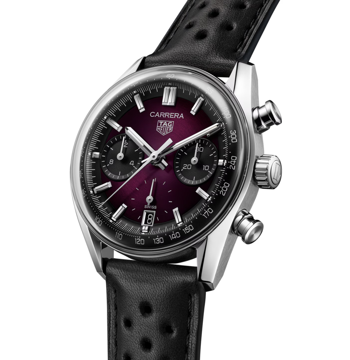TAG Heuer Carrera Chronograph Watch with Black Leather Strap