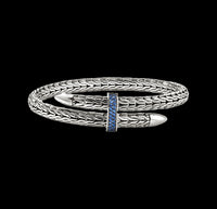 John Hardy Spear Sterling Silver Flex Cuff with Blue Sapphire