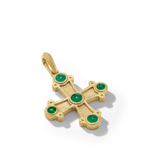 Shipwreck Cross Amulet in 18K Yellow Gold with Emeralds