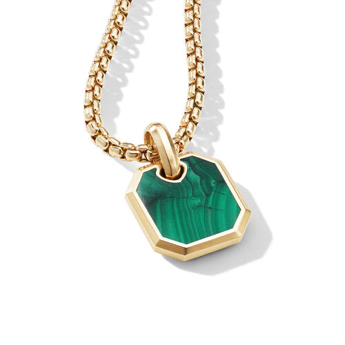 Roman Amulet in 18K Yellow Gold with Malachite, 15mm | Fink's