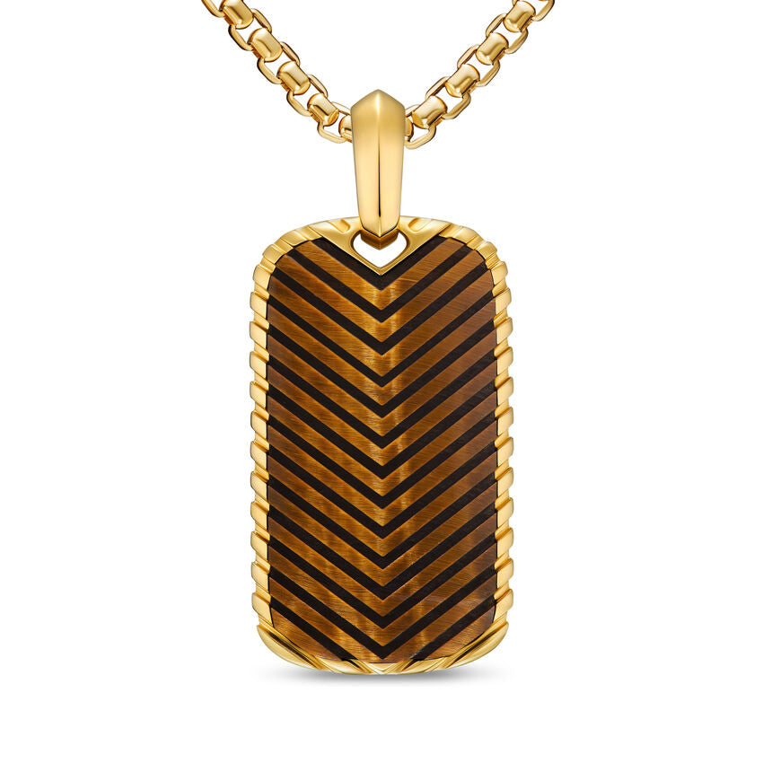 YOKOMO　TEKIN　M　STAR　GOLD　金ラベル　ジャンク Chevron Tag in 18K Yellow Gold with Tiger's Eye, 34mm | Fink's