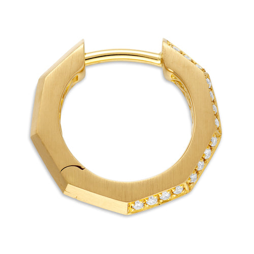 Stax Faceted Huggie Hoop Earrings in Yellow Gold with Diamonds Stax Faceted Huggie Hoop Earrings in Yellow Gold with Diamonds