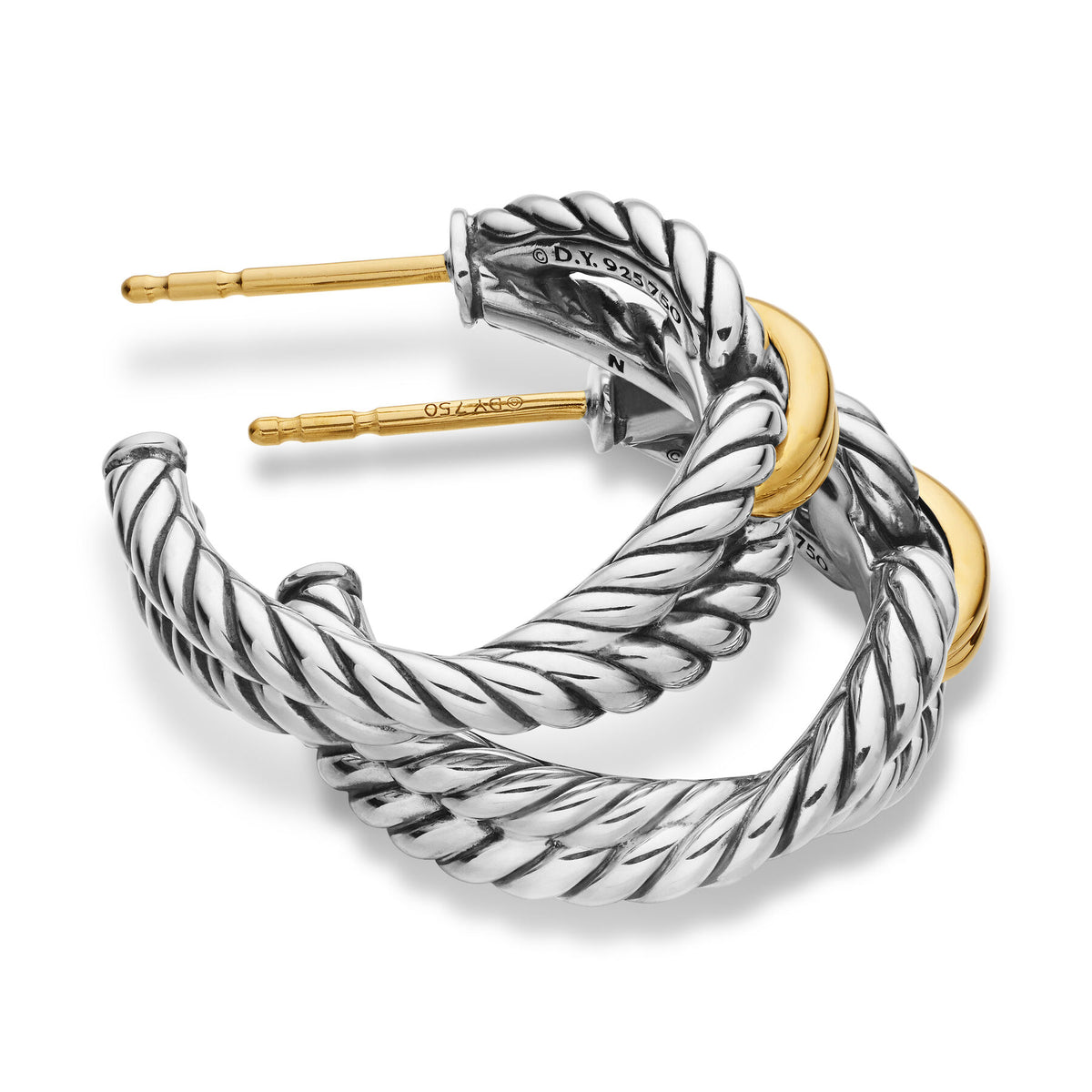 David Yurman Cable Loop Hoop Earrings with 18K Gold | Fink's