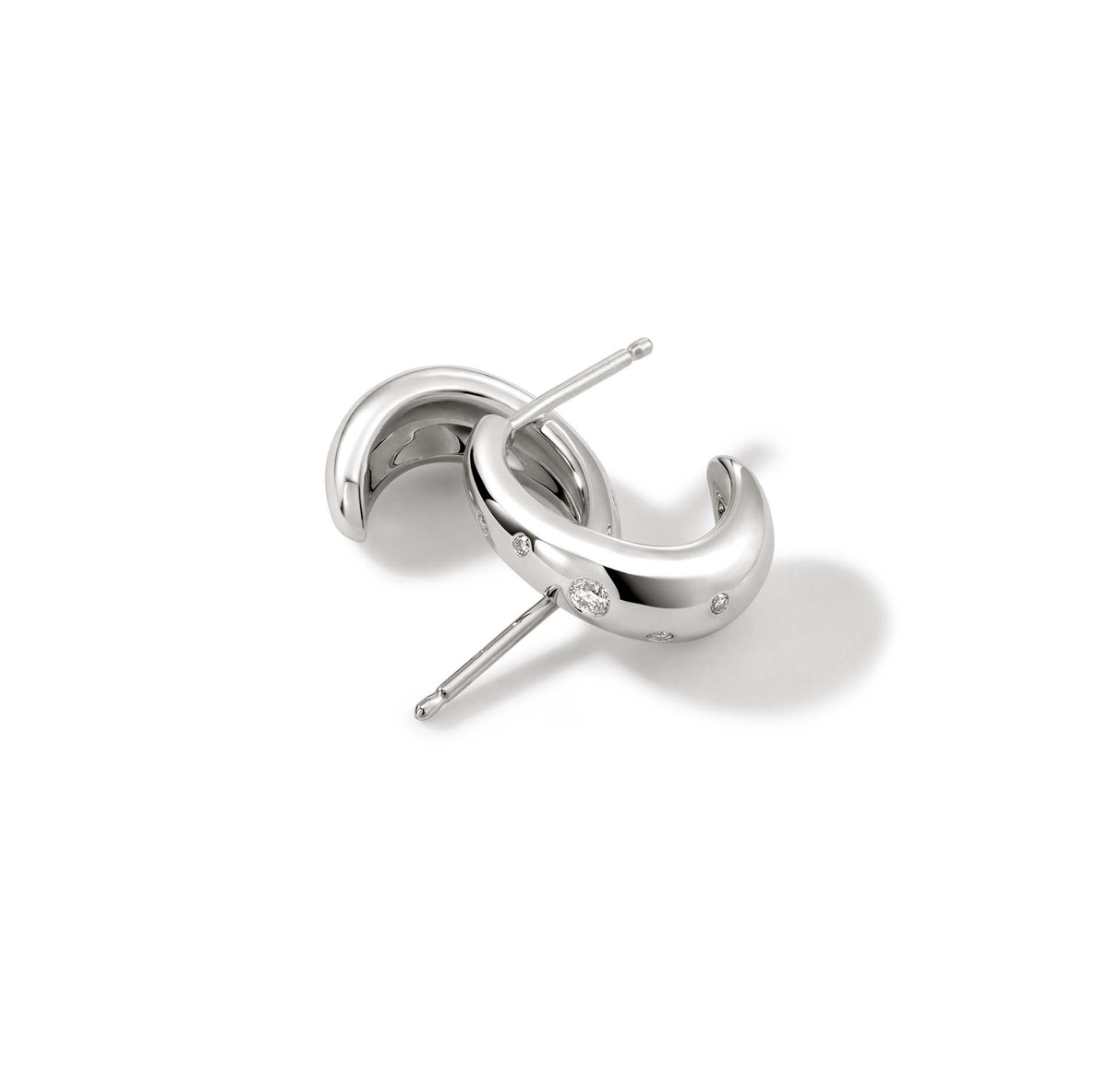 John Hardy Silver Scattered Diamond Hoop Earrings | Fink's