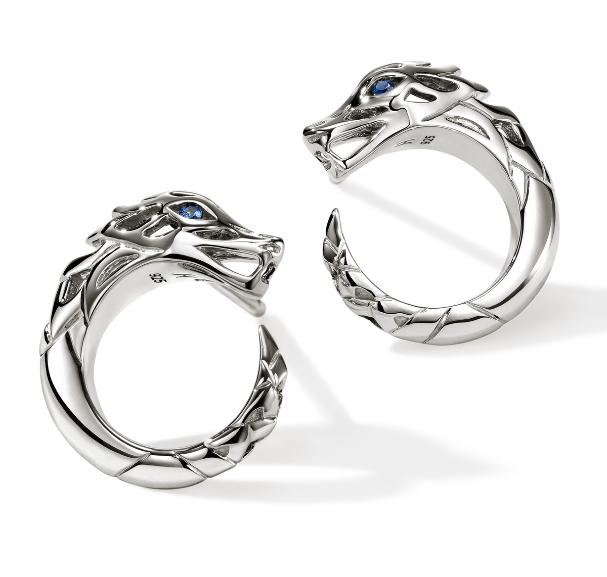 John Hardy Naga Blue Sapphire Dragon Hoop Earrings | Fink's