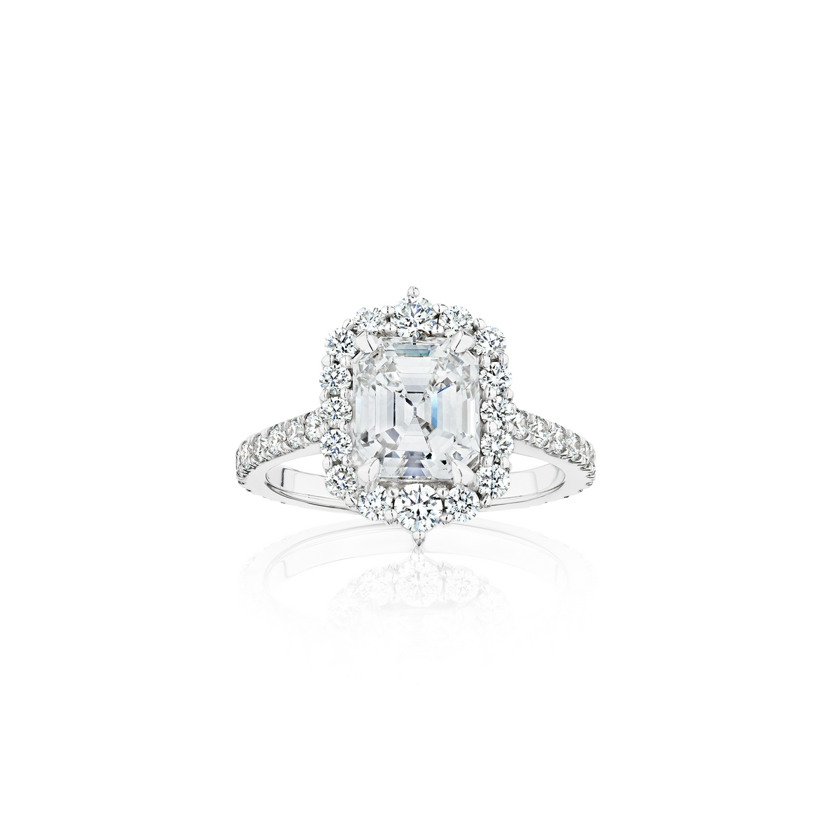 White Gold Halo Asscher Diamond Engagement Ring Fink's