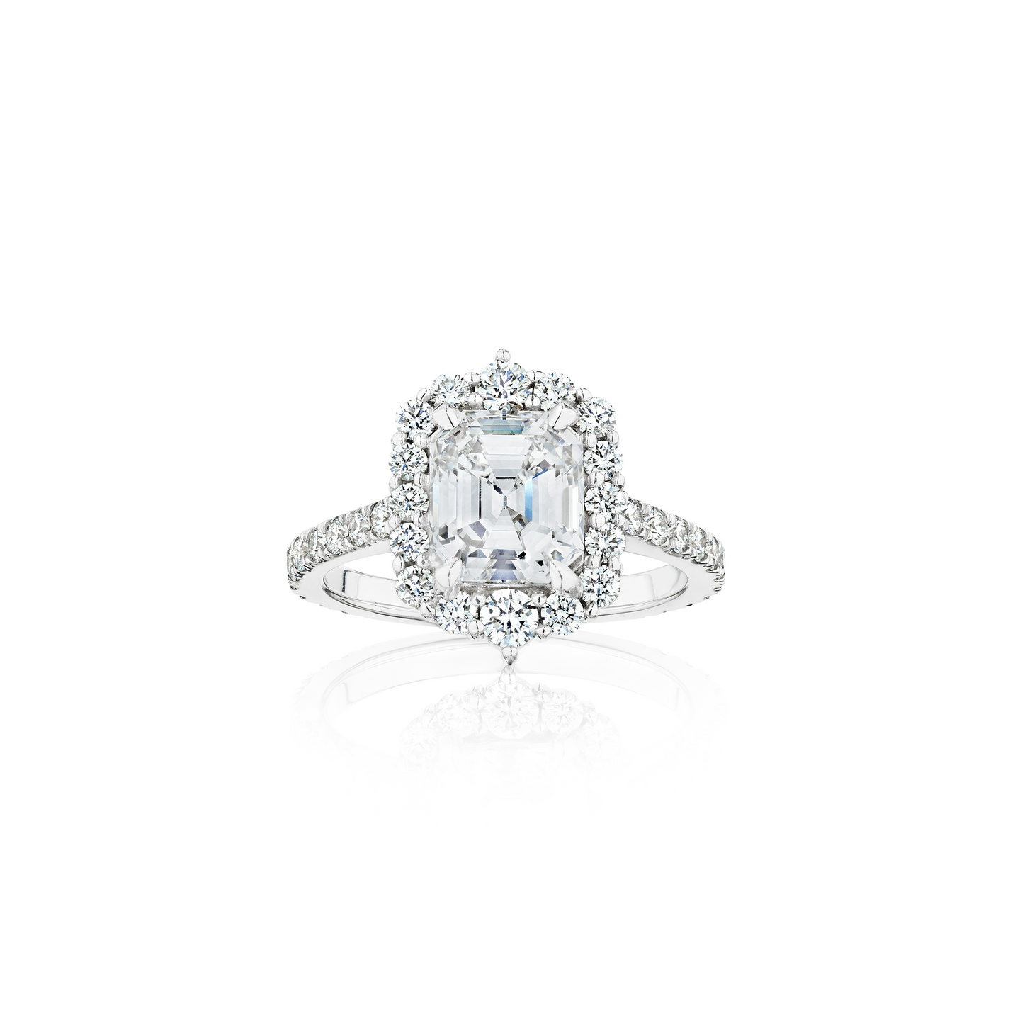 Fink's Exclusive White Gold Halo Asscher Diamond Engagement Ring