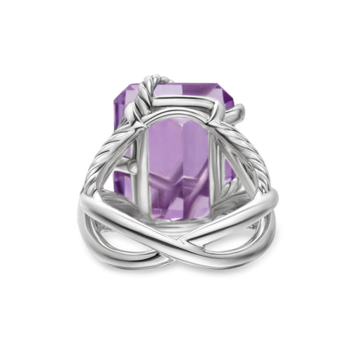 Wrap Ring in Sterling Silver with Lavender Amethyst & Diamonds