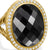 Albion Oval Ring in 18K Yellow Gold with Black Onyx and Diamonds, 21mm, Size 6
