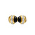 Sculpted Cable Open Cocktail Ring in 18K Yellow Gold with Black Onyx and Diamonds, 12.4mm, Size 8