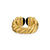 Sculpted Cable Open Cocktail Ring in 18K Yellow Gold with Black Onyx and Diamonds, 12.4mm, Size 8