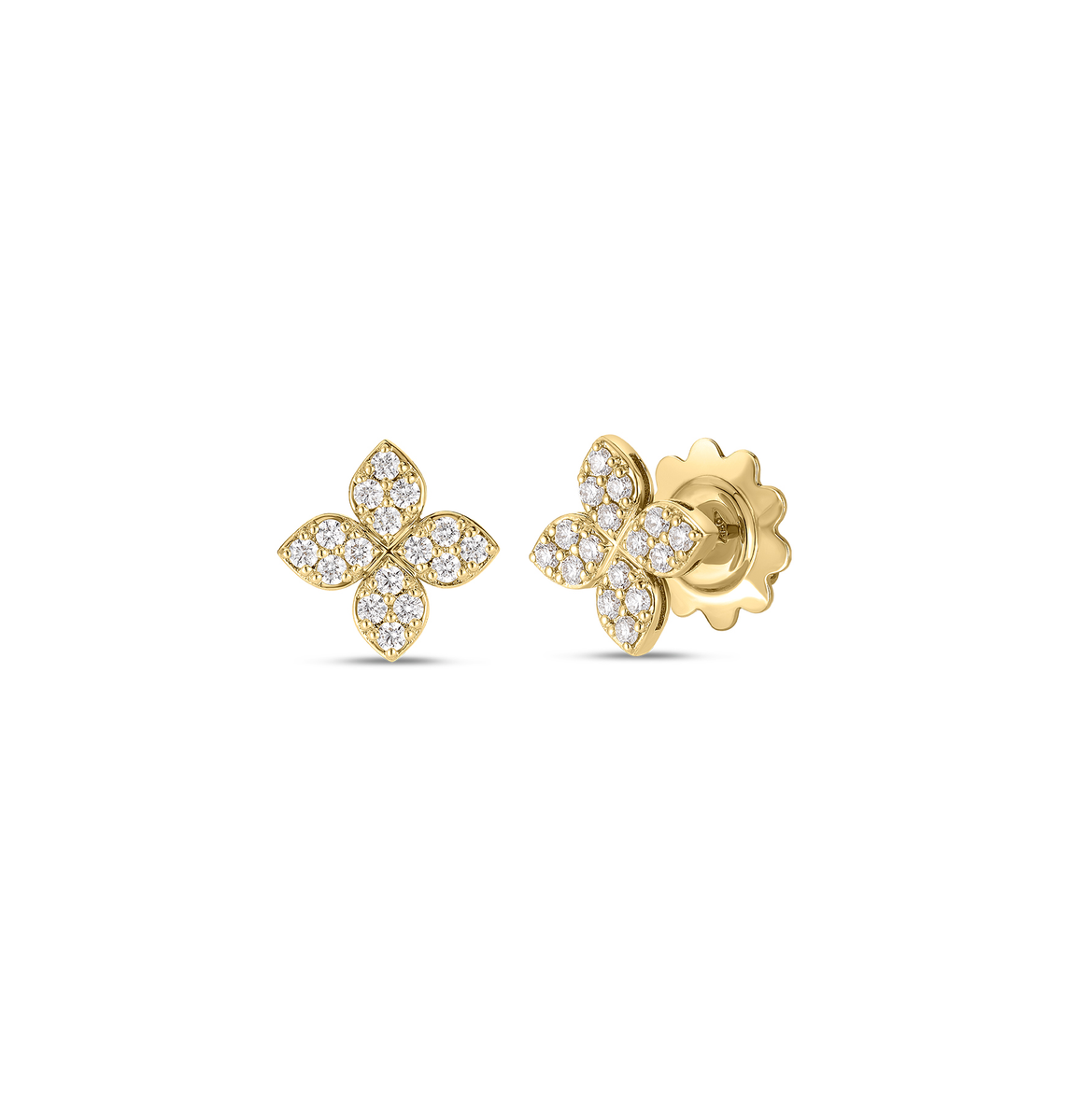 Roberto Coin Gold Flower Stud Earrings with Diamonds | Fink's
