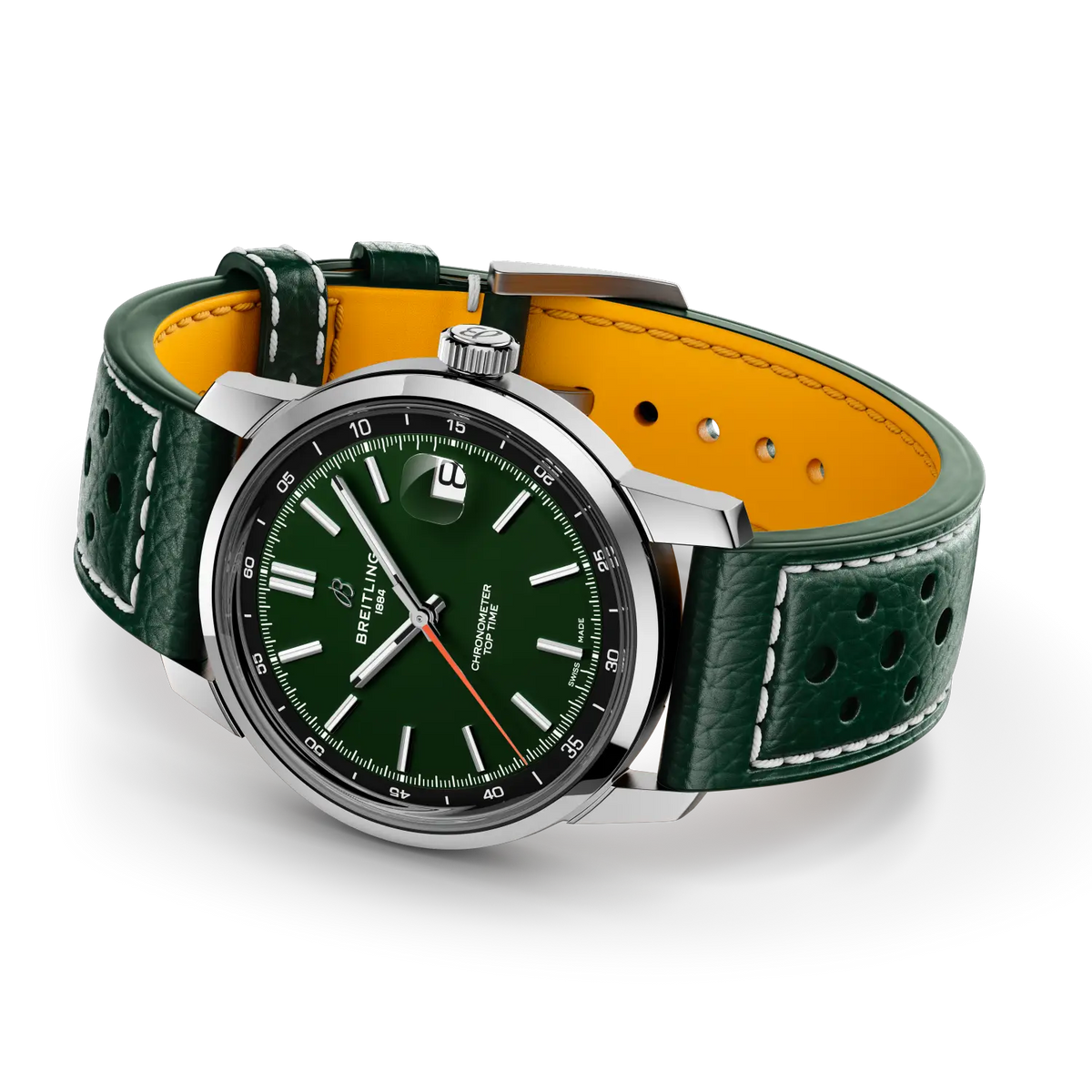 Breitling Top Time B31 Watch Green Leather Strap | Fink