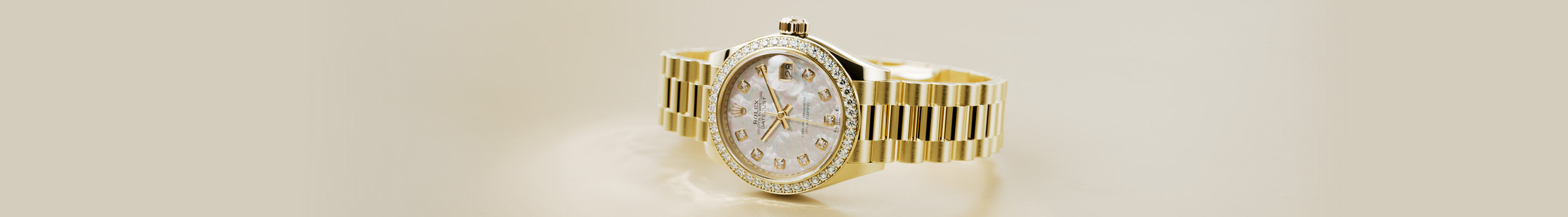 Rolex Lady-Datejust on Side in Yellow Gold at Fink's Jewelers
