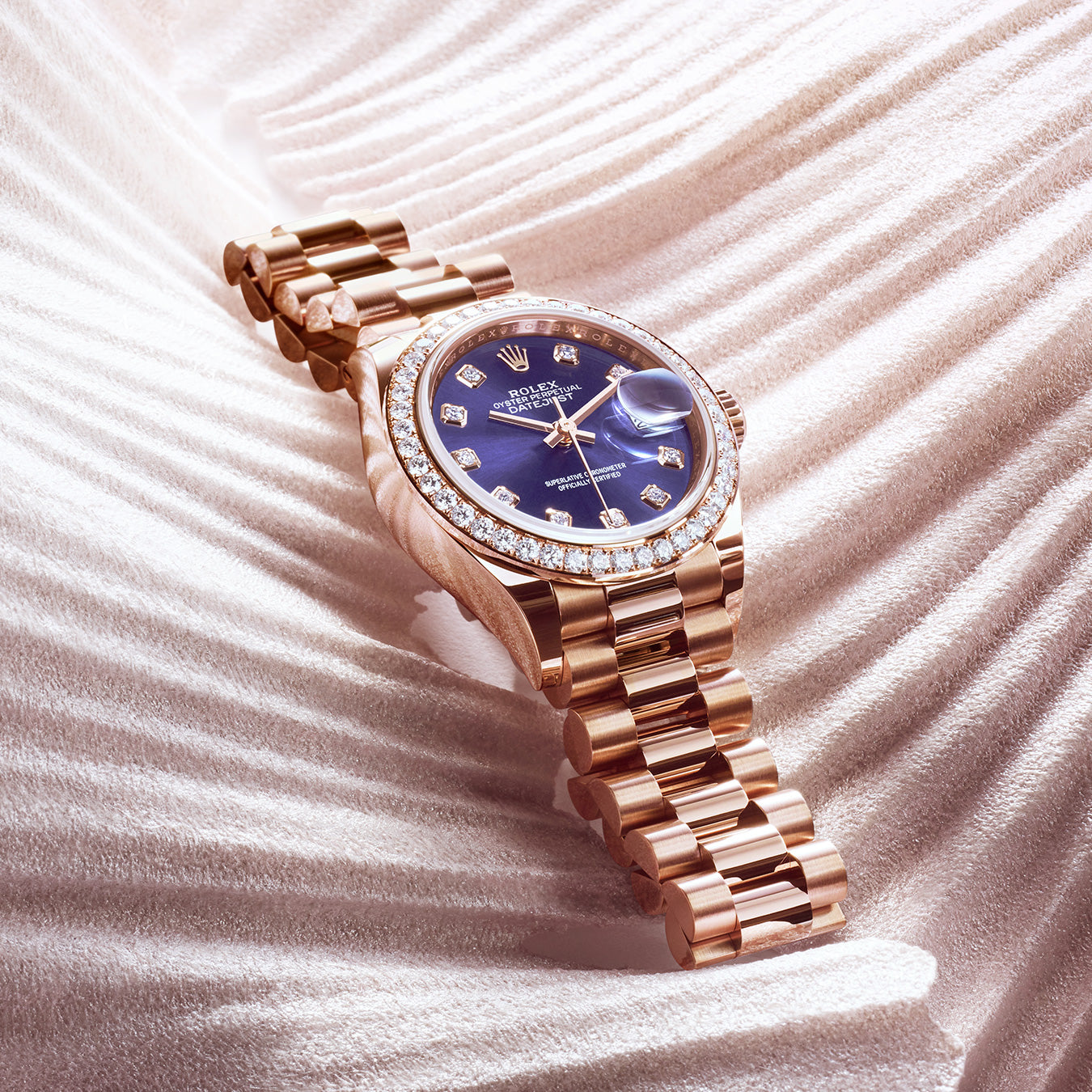 Rolex Lady-Datejust in Everose Gold and Diamonds at Fink's Jewelers