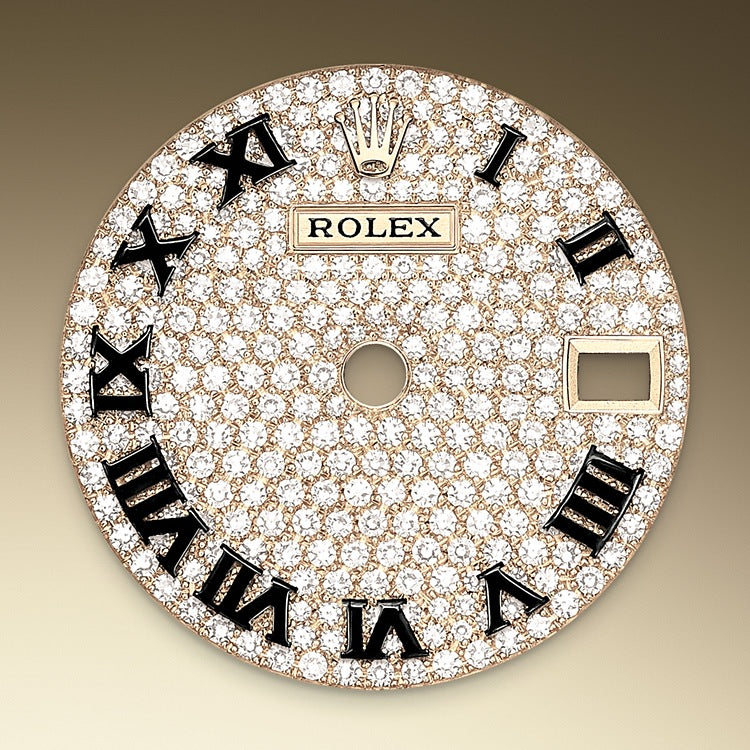 Diamond-paved Dial on Rolex Lady-Datejust in Yellow Gold and Diamonds - M279458RBR-0001 at Fink's Jewelers
