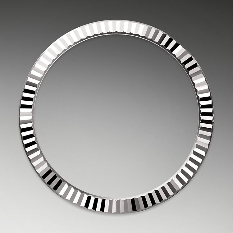 Fluted Bezel on Rolex Datejust 41 in Oystersteel and White Gold - M126334-0032 at Fink's Jewelers