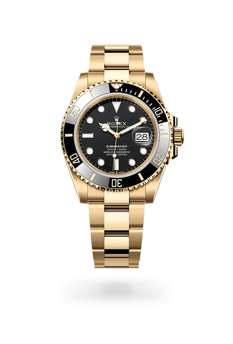 Rolex Submariner Date in Yellow Gold, m126618ln-0002 Upright with Shadow - Fink's Jewelers