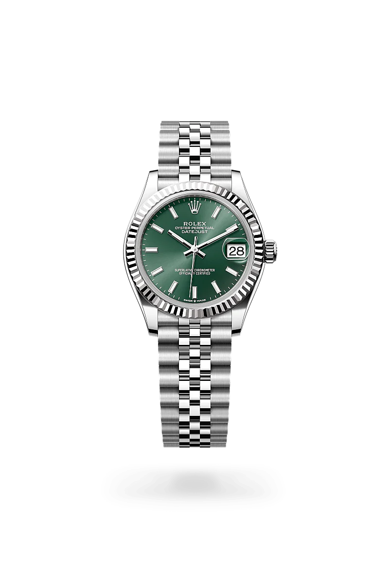 Rolex Datejust 31 in Oystersteel and White Gold, m278274-0018 Upright with Shadow - Fink's Jewelers