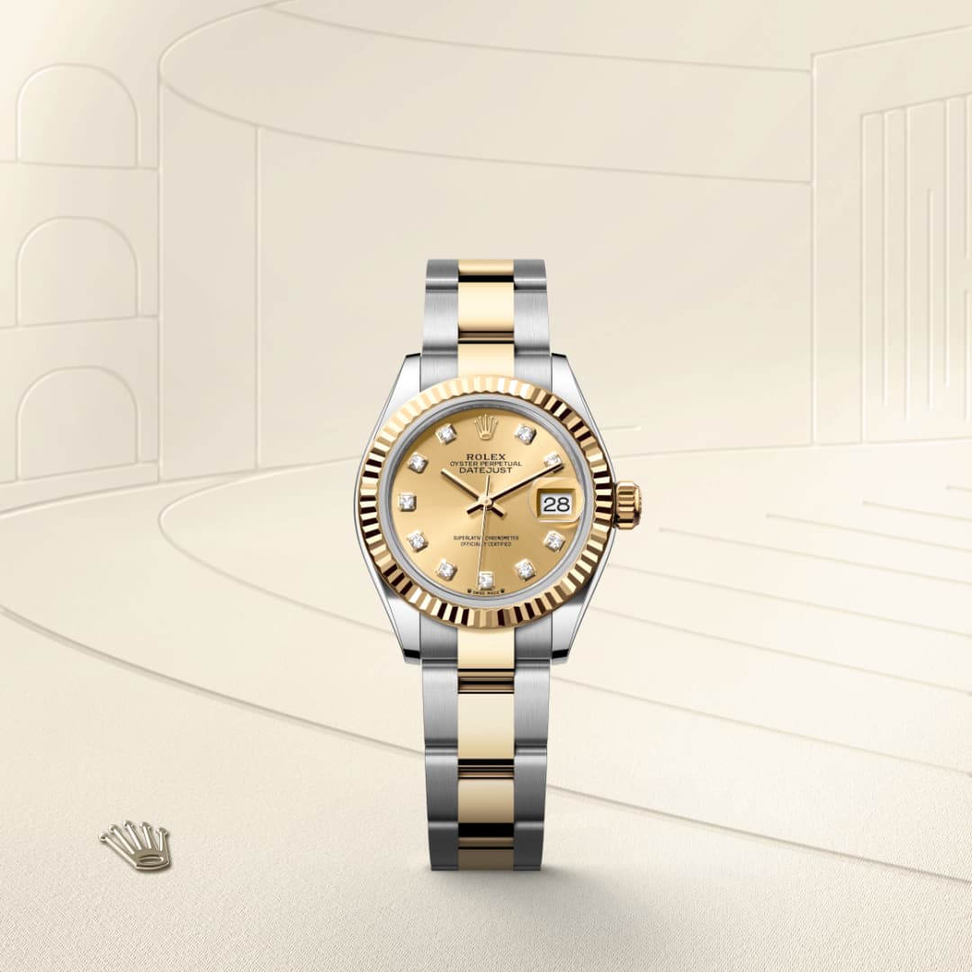 絵画 flk023722 Rolex Datejust Ladies 18KY & SS Blue Vignette Diamond Dial