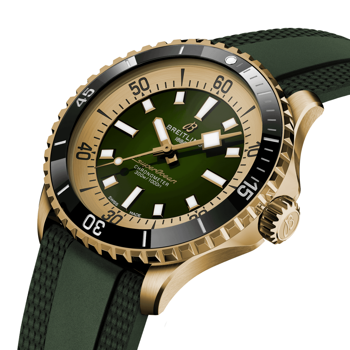 Breitling Superocean Bronze Green on Rubber Watch | Fink's