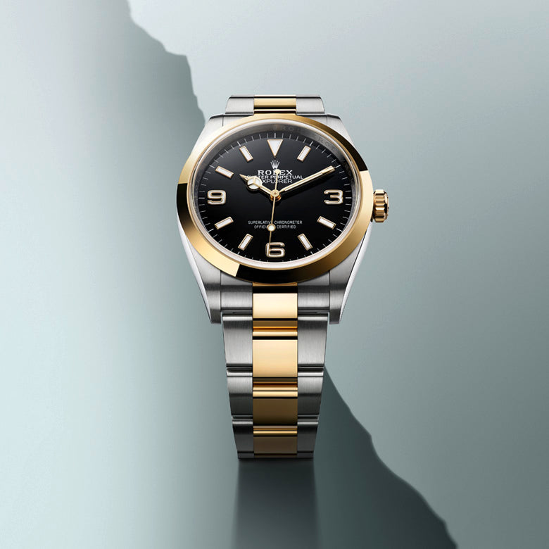 Rolex Explorer 36 in Oystersteel and Yellow Gold, m124273-0001 - Fink's Jewelers