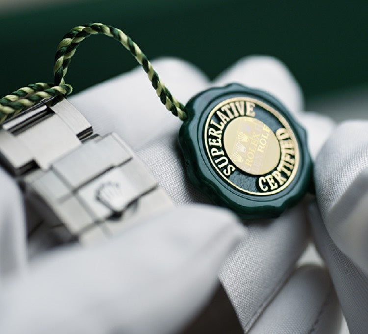 Green Rolex Superlative Certified Label on Watch