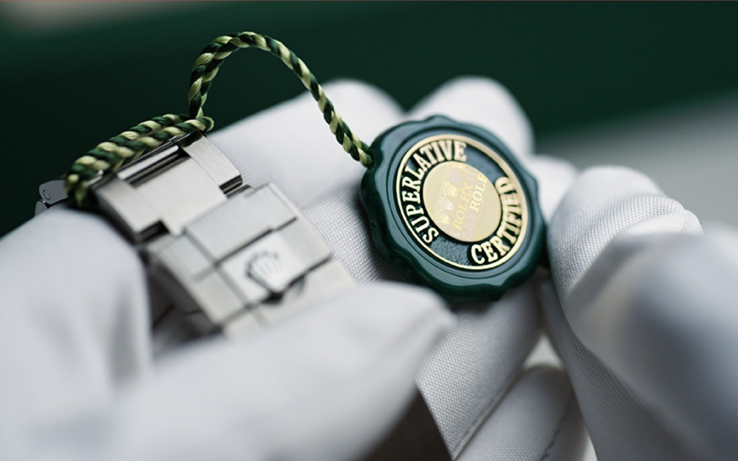 Rolex Superlative Certified Tag on Watch