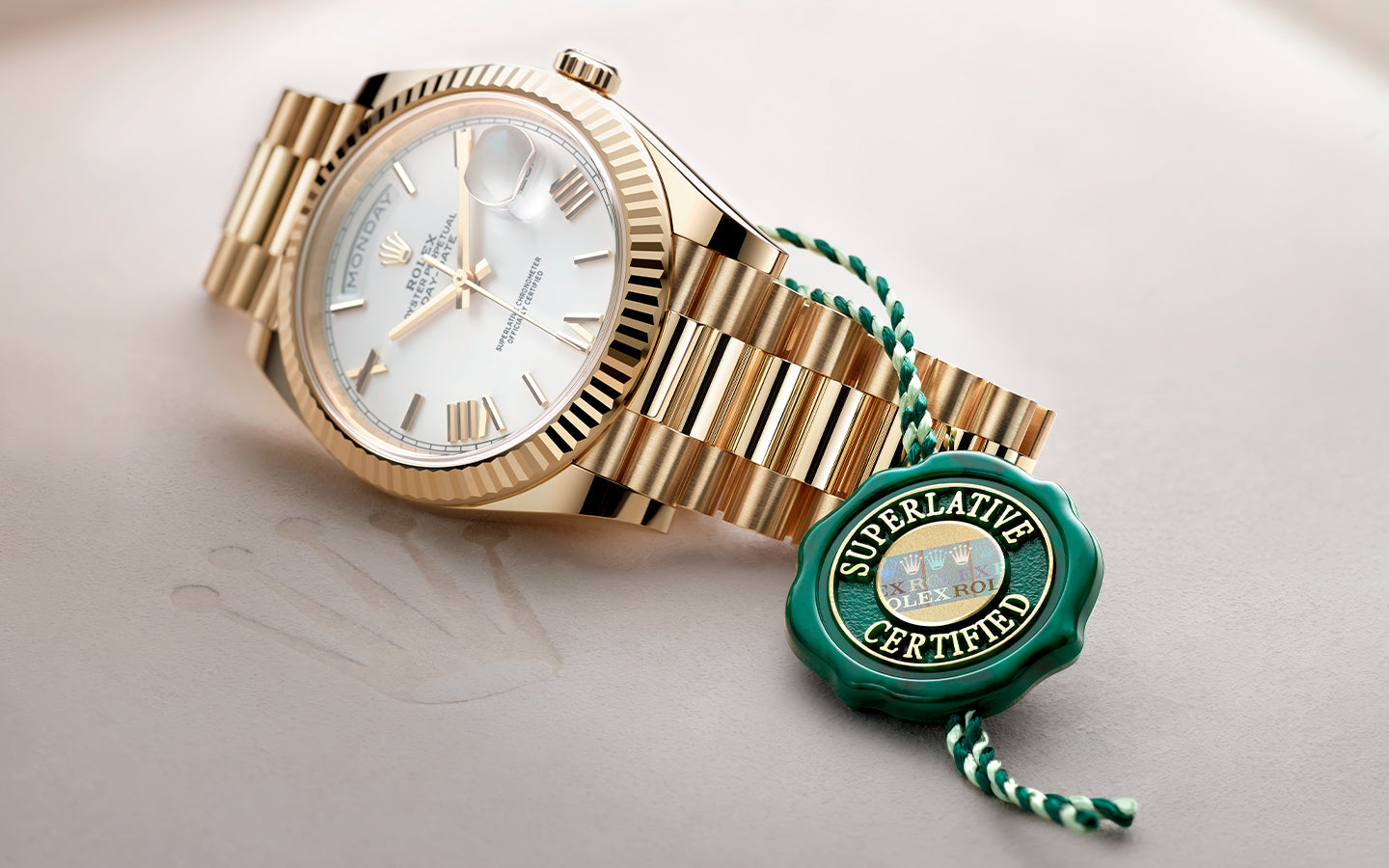 Rolex Day-Date in Yellow Gold with Superlative Certified Tag