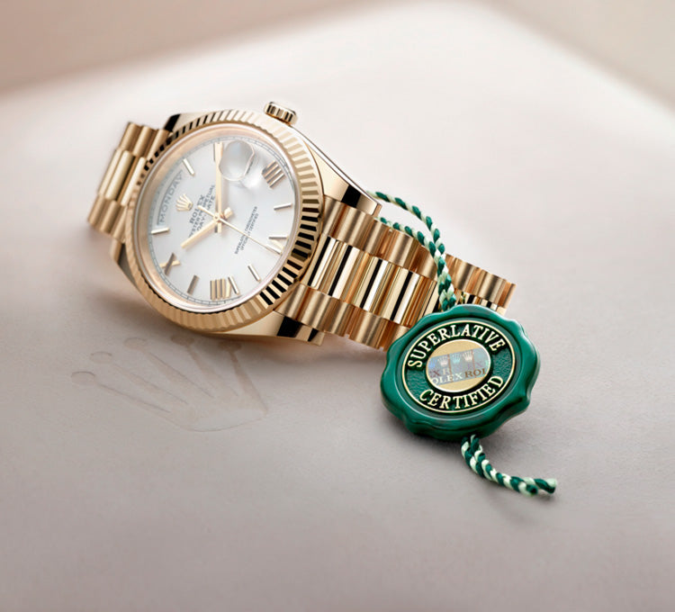Rolex Day-Date in Yellow Gold with Superlative Certified Seal